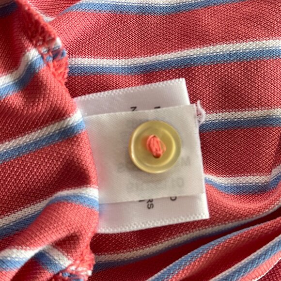 Peter Millar Men's XL Striped Shirt Blue White and Peach Embroidered Golf Logo - Picture 8 of 10